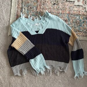 On The Road Raw Hem Knit Sweater